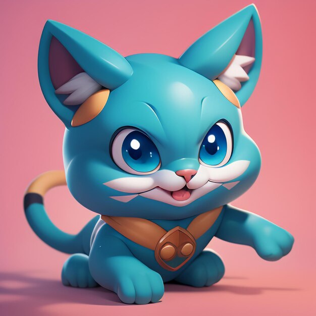 Schöne Katzenkopf-Porträt-Cartoon-Animation 3D-Illustration Tapete Schöne Katze-Bild