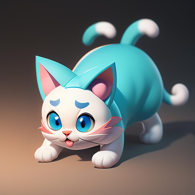 Schöne Katzenkopf-Porträt-Cartoon-Animation 3D-Illustration Tapete Schöne Katze-Bild