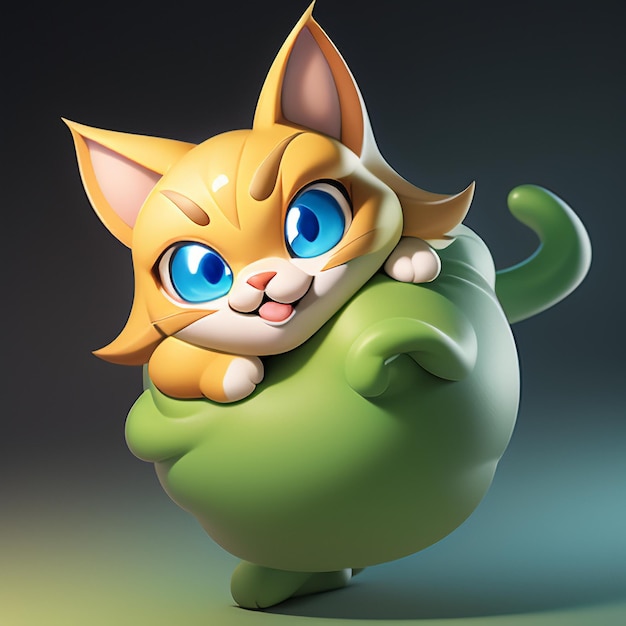 Schöne Katzenkopf-Porträt-Cartoon-Animation 3D-Illustration Tapete Schöne Katze-Bild