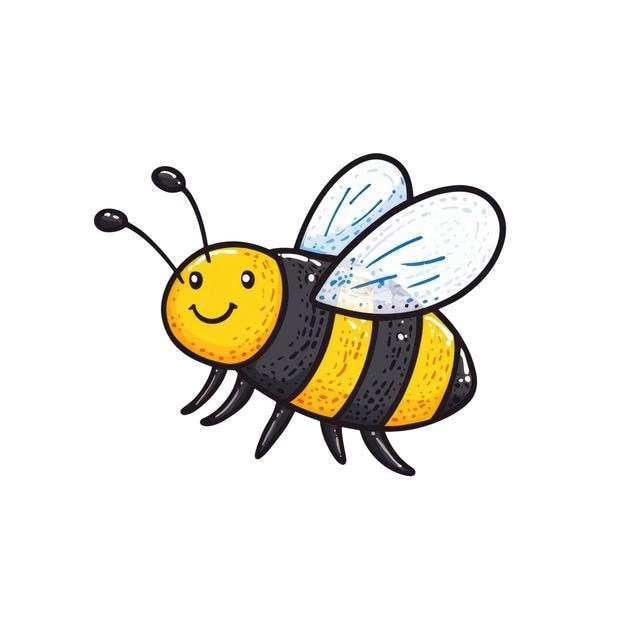 Schöne Kawaii-Biene mit gestreckter Spur im charmanten Clipart-Stil