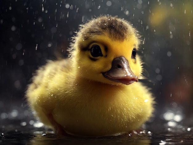 Schöne kleine Entenküken im Sommerregen