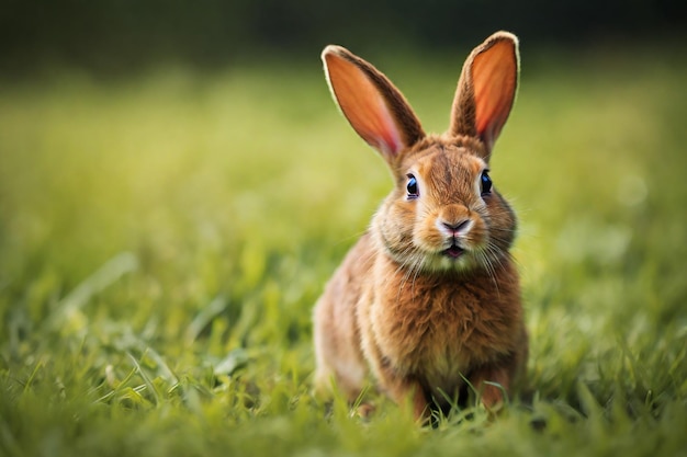 Schöne kleine Kaninchen auf der Wiese Frühlingsnatur Hintergrund