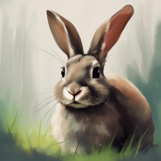 Schöne kleine Kaninchen digitale Kunst-Illustration Generative KI