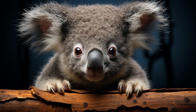 Foto schöne koala mit flauschigem fell kleines tier aus der nähe porträt, das von künstlicher intelligenz generiert wurde