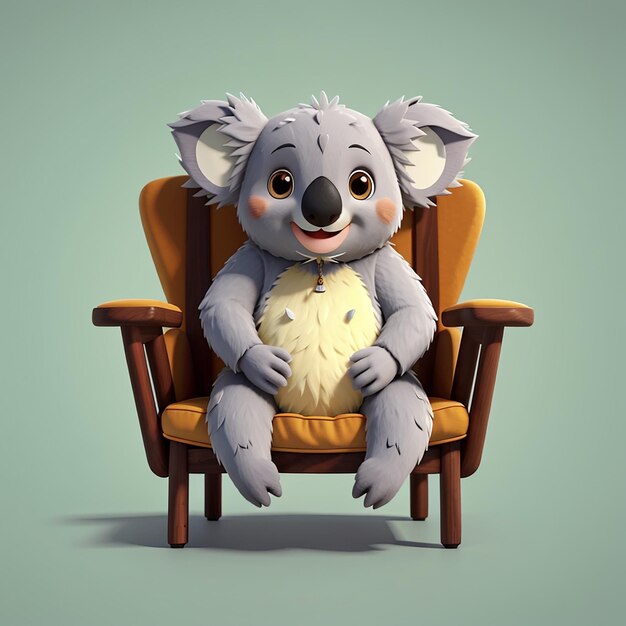 Schöne Koala sitzt auf einem Stuhl Cartoon-Vektor-Ikon Illustration Tier-Natur-Ikon isolierter flacher Vektor