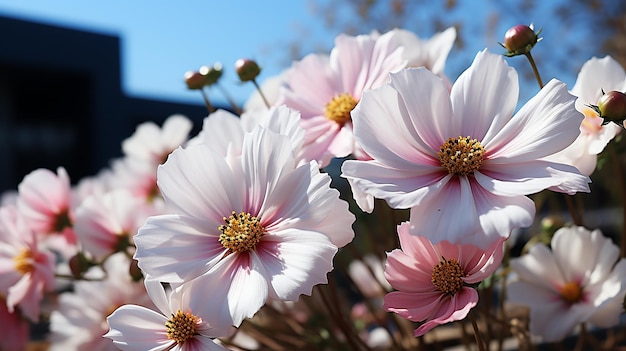 Schöne Kosmosblumen blühen im Garten