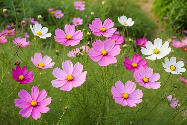 Schöne Kosmosblumen im Garten