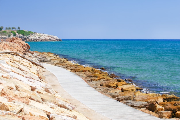 Foto schöne küste und strände von salou, katalonien, spanien.