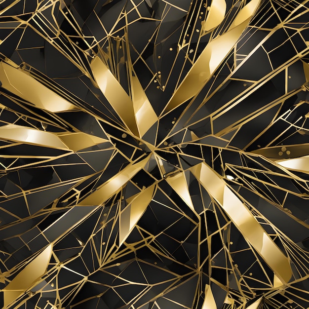 Schöne Kunst in Schwarz und Gold mit geometrischen scharfen Linien generativ ai