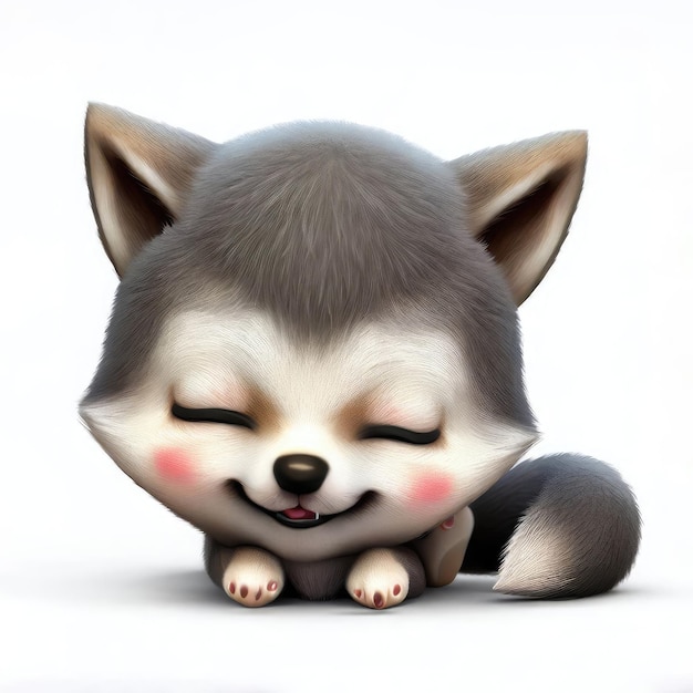 Schöne Lächeln Wolf 3D-Figur