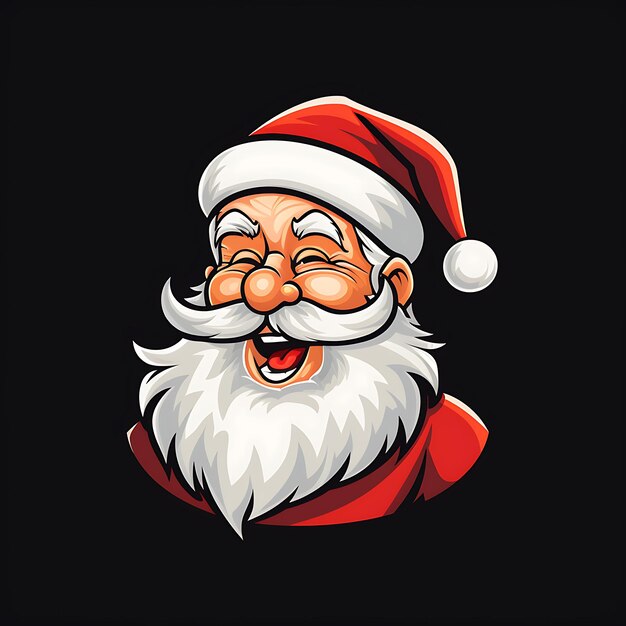 Schöne, lächelnde Aufkleber-Logo-Design-Illustration des Weihnachtsmanns