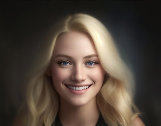 Schöne lächelnde blonde Frau, erzeugt durch KI