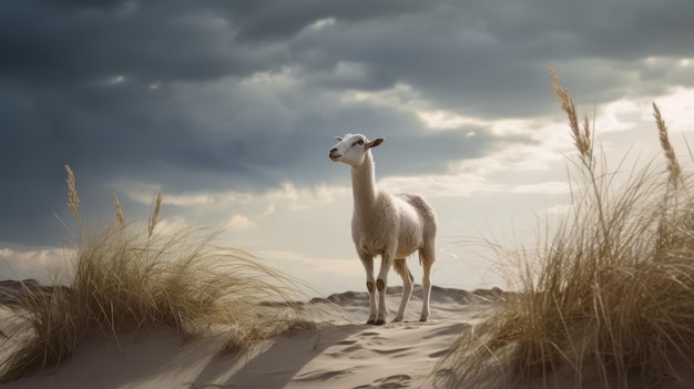 Schöne Lama auf einer Düne - ein faszinierendes Naturscene