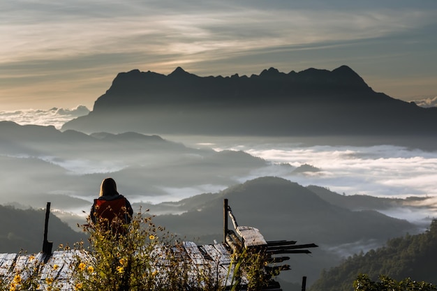 Schöne Landschaft am Morgen bei Doi Luang Chiang Dao Chiang Mai Thailand