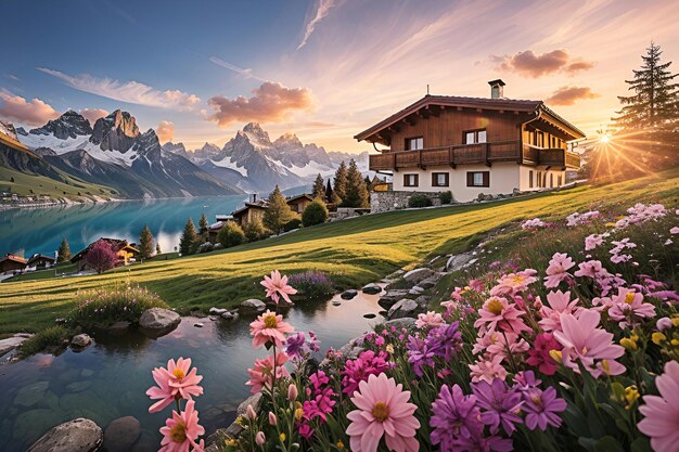 Foto schöne landschaft der alpen