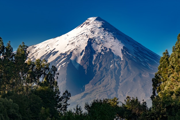 Schöne Landschaft des Sees, der Berge und des Vulkans, Chile, Patagonien, Südamerika