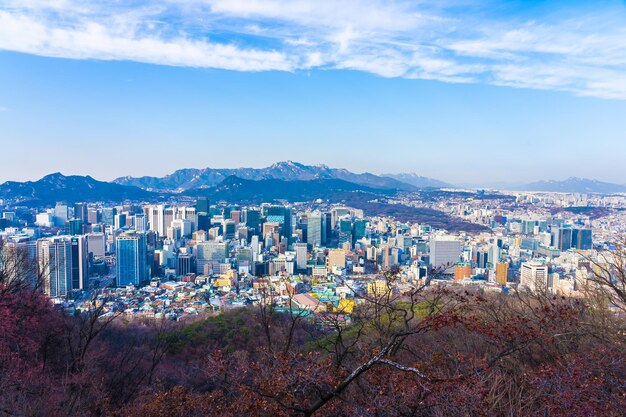 Foto schöne landschaft und stadtbild der stadt seoul