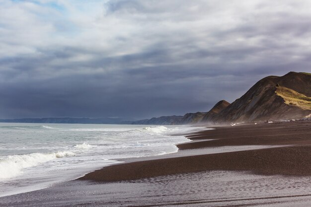 Schöne Landschaften es der Ocean Beach, Neuseeland.