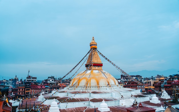 Schöne Landschaftsansicht von Baudhanath Stupa in Kathmandu Nepal