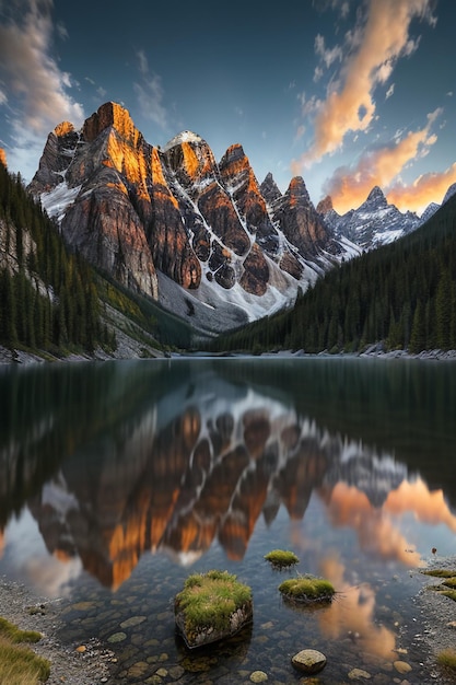 Schöne Landschaftsfotografie, Hintergrund, Gipfel, See, Schlucht, Himmel, weiße Wolken