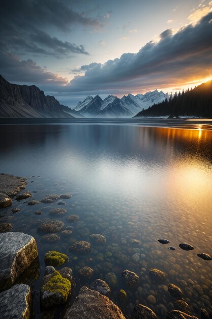 Schöne Landschaftsfotografie, Hintergrund, Gipfel, See, Schlucht, Himmel, weiße Wolken