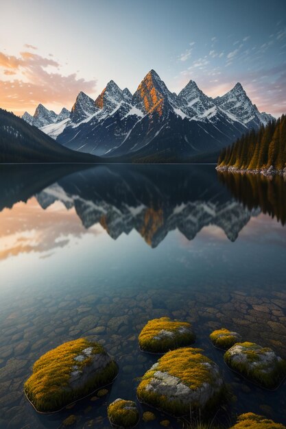 Schöne Landschaftsfotografie, Hintergrund, Gipfel, See, Schlucht, Himmel, weiße Wolken