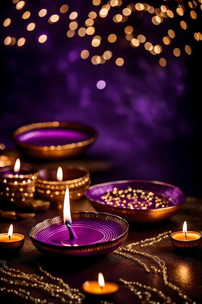 Schöne leere Diwali-Lampen und Hintergründe, die während der Feier erleuchtet wurden
