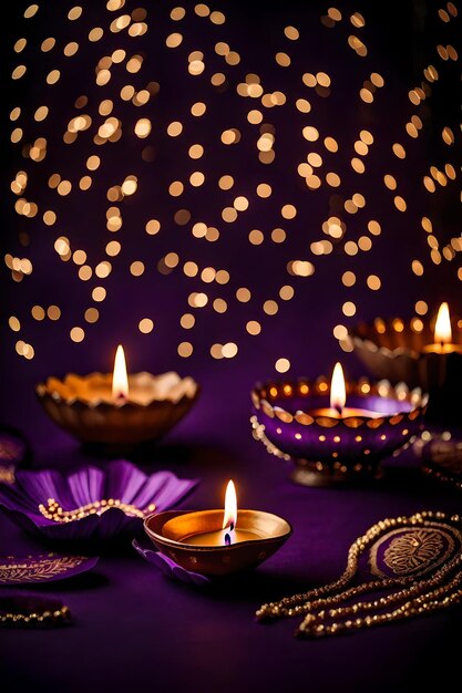 Schöne leere Diwali-Lampen und Hintergründe, die während der Feier erleuchtet wurden