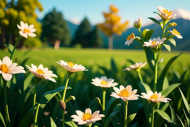 Schöne Lilienblumen, Gartengras, Zierlandschaft, bunte Landschaft, Hintergrund tapeten