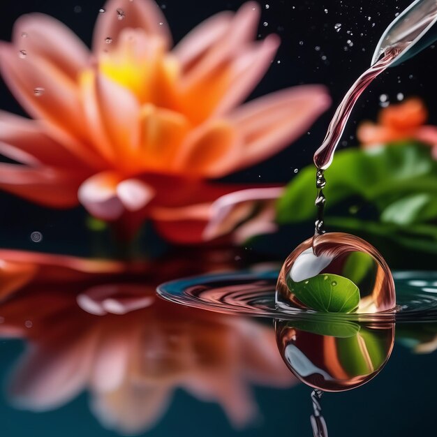 Foto schöne lotusblume im wasser schöne lotus blume im wasser nahaufnahme von schönen f