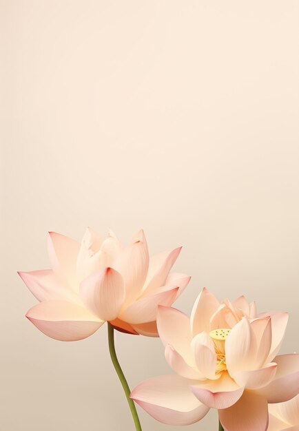 Schöne Lotusblumen, isoliert auf einem festen pastellfarbenen Hintergrund, Blumen-Spa oder Zen-Layout-Kopierraum