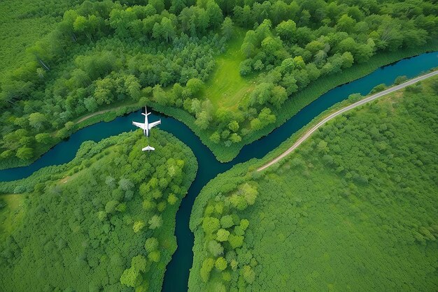Foto schöne luftlandschaft auf grünem hintergrund schöne landschaft schöne natürliche landschaft natürlicher hintergrund luftverkehr luftansicht top-view