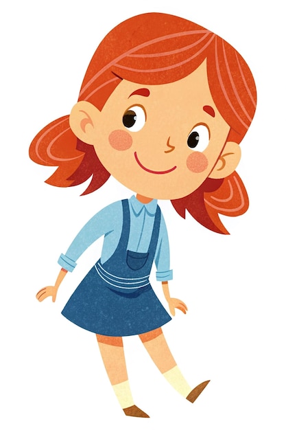 Schöne Mädchen-Illustration auf weißem Hintergrund für Kinderbücher