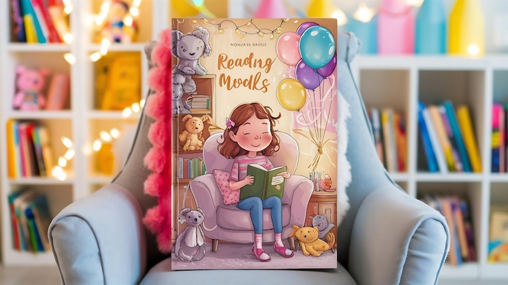 Foto schöne mädchen lesen ein buch um schöne dekoration