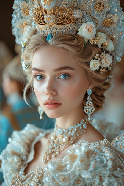 Schöne Märchenprinzessin, junge Frau in einem langen Hochzeitsabend-Ballkleid, Modell von überirdischer Schönheit