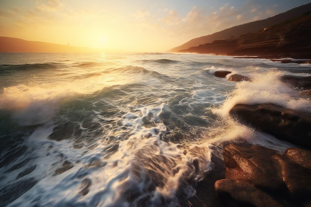 Schöne Meereslandschaft bei Sonnenuntergang Zusammensetzung der Natur