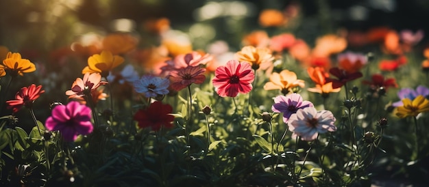 Schöne mehrfarbige Blumen Zinnia AI generiertes Bild