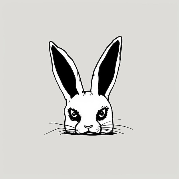 Schöne minimalistische Comics Pferd totes Kaninchen mit gekreuzten Augen