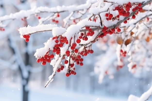 Schöne mit Schnee bedeckte Baumzweige an einem Wintertag