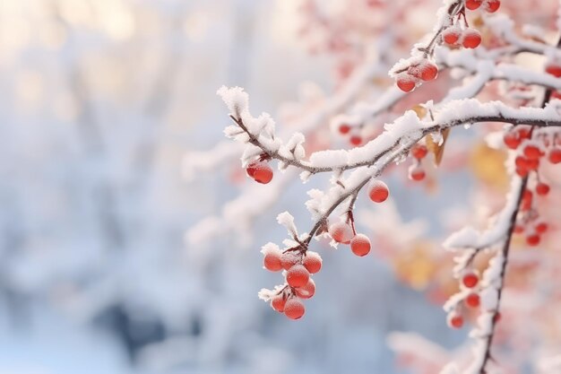 Schöne mit Schnee bedeckte Baumzweige an einem Wintertag