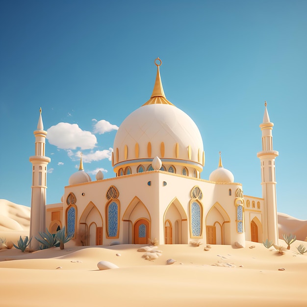 Foto schöne moschee mitten in der wüste generative ki
