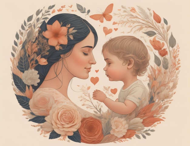 Schöne Mutter-Baby-Illustration