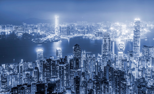 Schöne Nachtansicht von Hongkong