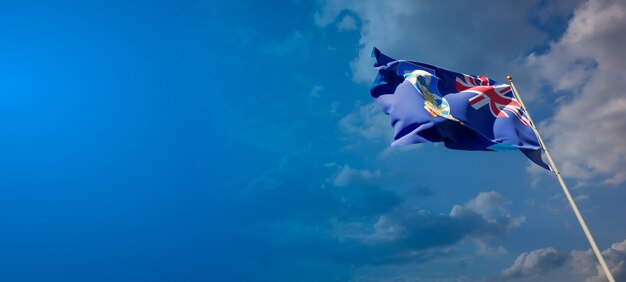 Schöne Nationalstaatsflagge von Falkland auf blauem Himmel