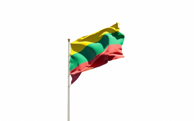 Schöne Nationalstaatsflagge von Litauen auf weißem Hintergrund