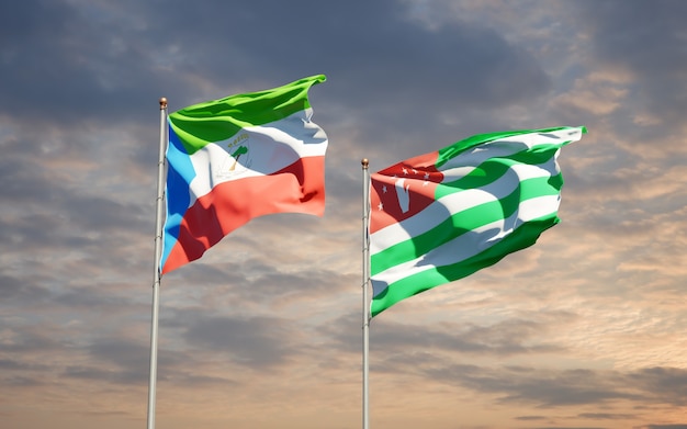 Schöne Nationalstaatsflaggen von Abchasien und Äquatorialguinea zusammen