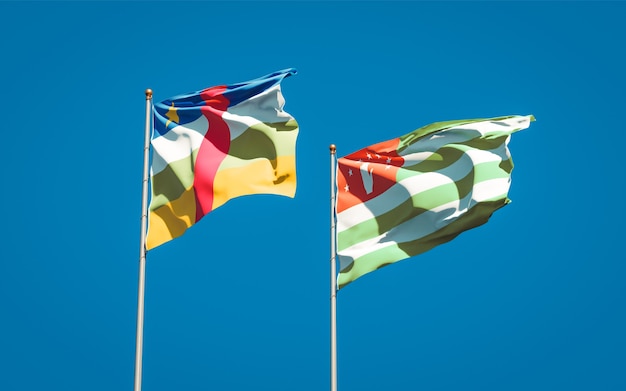 Schöne Nationalstaatsflaggen von Abchasien und Zentralafrikanische Republik der Zentralafrikanischen Republik zusammen