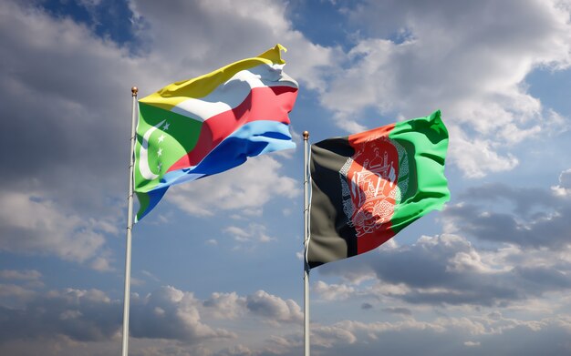 Schöne Nationalstaatsflaggen von Afghanistan und Komoren