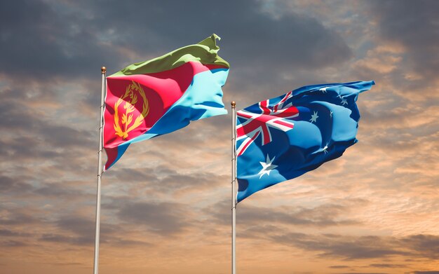 Schöne Nationalstaatsflaggen von Australien und Eritrea zusammen