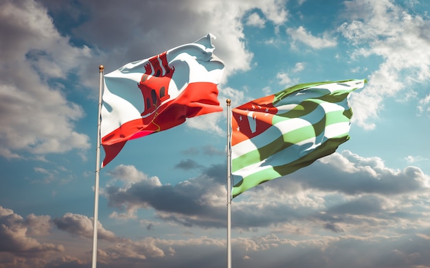 Schöne Nationalstaatsflaggen von Gibraltar und Abchasien zusammen